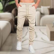 Men's Jogger Pants In Twill With Elastic Cuffs - Streetwear - Silver - View 5