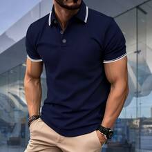 Men's Polo Shirt, Cotton T-Shirt, Casual Office Clothes, Factory Outlet - 藏蓝色 - 查看 6