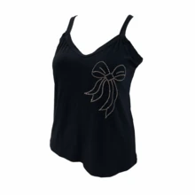 Women's Tank Top With Necklace, Sizes 40 To 60 Plus, In Authentic Viscose/Lycra - Black - View 2