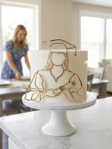 1件/3件/5件畢業蛋糕裝飾插牌，適用於高中與大學畢業派對，適合女生與男生，畢業蛋糕裝飾 - Style B - 查看 4