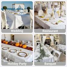 Elegant Solid White Table Cover | Perfect For Weddings, Restaurants & Holiday Events, Easy Care & Stain Resistant - White - View 3