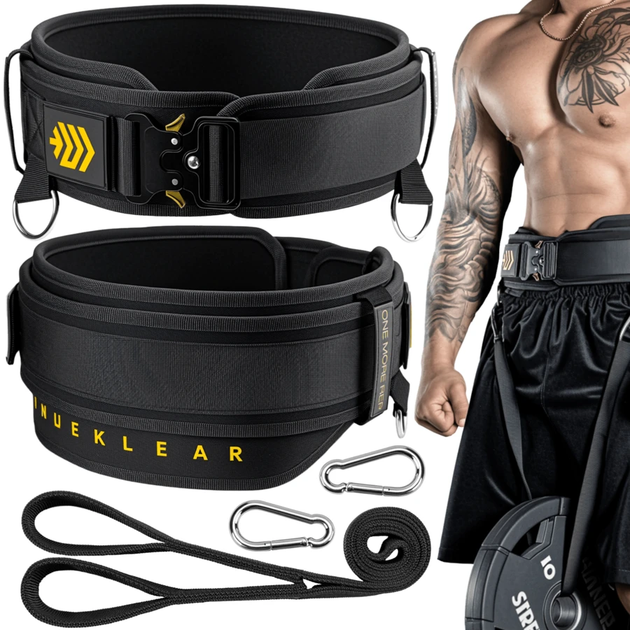 MANUEKLEAR 2-In-1 Weightlifting Belt & Dip Belt With 36.7 IN Rope, Double-Layer Weight Lifting Belts, Powerlifting Gym Weighted Belt For Pull Up Squat - màu đen - Xem 1