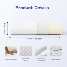 1pc Memory Foam Cylindrical Neck Pillow, Suitable For Mattress, Legs, Back And Yoga Mat, Used For Neck, Back And Leg Support - White - View 2