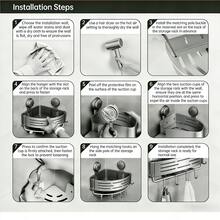 Space-Saving Suction Cup Bathroom Shelf - No Drilling Required, Sturdy Triangular Rack With Hooks, Suitable For Shower And Toilet Wall/Tile, Multi-Functional Storage Organizer Home Bathroom Decor Bathroom Organizer Fall Decor Back To School Bathroom - Grey - View 11