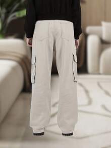 Men's Cargo Pants, Women's, 6 Pockets, Skate Style, Wide Leg, Drawstring Closure - 銀色 - 查看 5