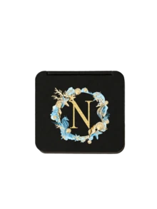 Fashionable Black Square Mirror Printed With Ocean-Themed Wreaths And The Initials A-Z, Portable Folding High-Definition Double-Sided Pocket Mirror, Suitable For Carrying Handbags, Wear-Resistant , Lightweight And Portable, Pocket Mirror, Mini Makeup Mirror, New Design, Travel Accessories, Suitable For Both Men And Women - Mirror - View 16