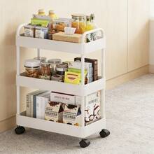 3-Tier Rolling Utility Cart, Multifunctional Storage Trolley With Wheels For Kitchen, Bathroom, Living Room - White - View 1