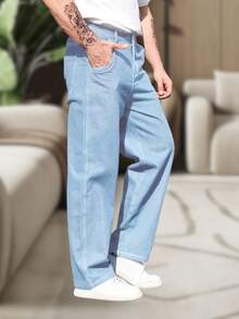 Men's Dazzling Wide Leg Balloon Jeans, Skate Style. Direct From The Factory For A Limited Time. - Light Wash - View 3