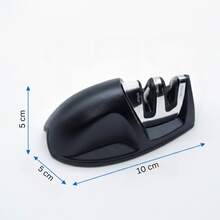 Afilador de Cuchillos Profesional 3 en 1 | Manual Multifuncional para Cocina | Afila Tijeras y Cuchillas | Fácil y  Antideslizante - Negro - Ver 3