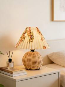 1pc Rattan Table Lamp, Retro Handmade Pleated Lamp, Nordic Solid Wood Bedside Lamp, Suitable For Homestay, Dining Room, Camping, Minimalist Warm Light Touch Control Lamp, Atmosphere Nightlight - Multiple Colors - View 13