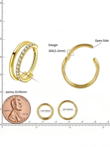 2 Stücke Muschel Spirale Knorpel Ohrringe 16G 8mm 10mm, Edelstahl 316L perforierter Schmuck für Männer und Frauen, Körperimplantatqualität Nasenring Nasennadel, Hypoallergen Scharnier Clicker eleganter Stil, multifunktional für Reisen, geeignet für verschiedene Anlässe, Tanz, Fotoszenen, Reisen - Verschiedenfarbig - Übersicht 6