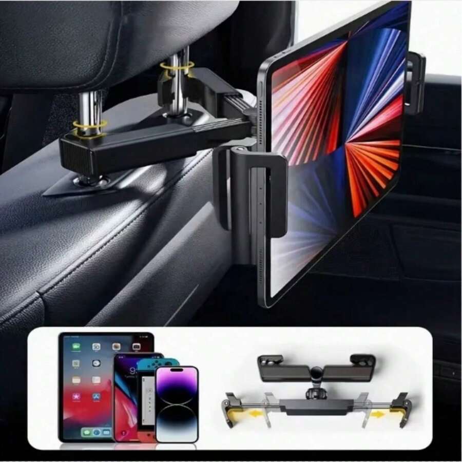 Giá đỡ điện thoại ô tô có thể điều chỉnh, xoay 360 độ, gắn trên tựa đầu ghế xe hơi, giá đỡ điện thoại/máy tính bảng cho ghế sau, lý tưởng cho hành khách khi đi du lịch bằng ô tô và các chuyến đi đường dài, quà tặng mùa xuân.