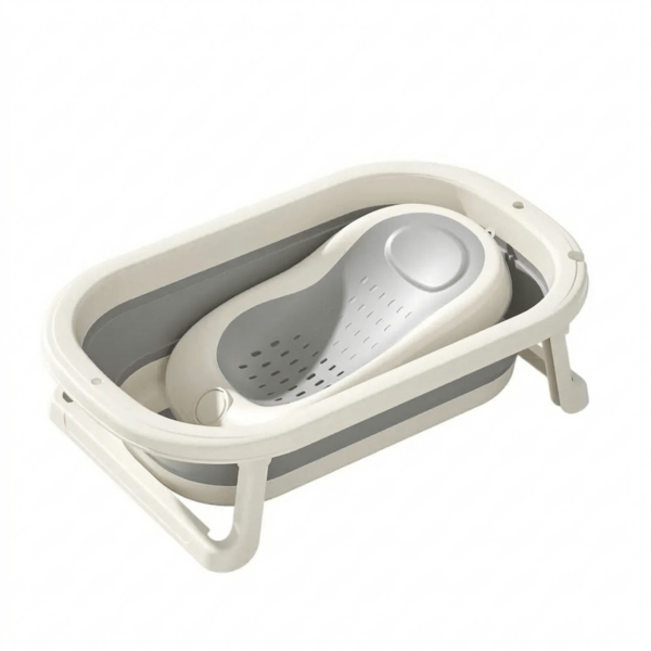 Banheira para Bebê com Redutor Dobrável Compacta Cinza Mastela