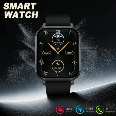 Unisex Smart Watch, Calorie Tracking, Multi-Sport Modes, Music Control, Remote Camera, Wireless Call, Customizable Dial, Notification, Alarm, Weather, USB Charging, Multi-Function Smart Watch