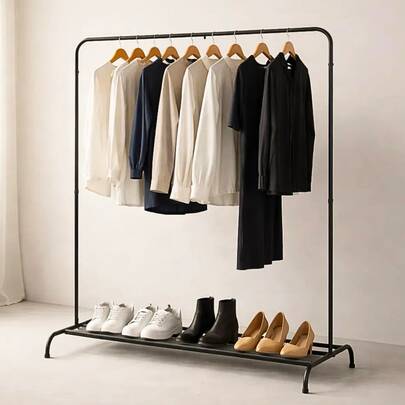 Guarda Roupa Cabideiro Para Pendurar Roupas Sapateira Prateleira Inferior Suporte Porta Bolsa Decor