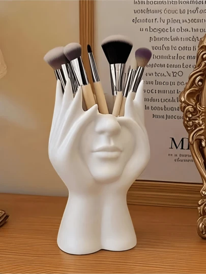 Hộp đựng cọ trang điểm nghệ thuật cơ thể độc đáo và sáng tạo, hộp đựng mỹ phẩm thủ công bằng nhựa để bàn hoặc phòng tắm, hộp đựng nhẹ và thời trang cho cọ trang điểm và phụ kiện, thiết kế chống vỡ, phù hợp cho nhiều dịp lễ hội.