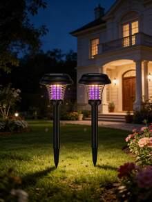 Lampe anti-moustiques solaire, lampe LED anti-moustiques solaire étanche pour le jardin, la cour, la pelouse - Multicolore - Voir 5