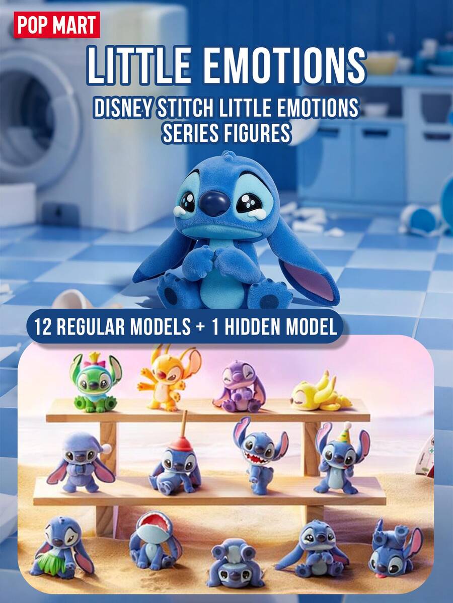 POP MART Disney Stitch Little Emotions Series Collectible Figures Surprise Mystery Box 12 Unique Emotion Designs Plus Secret Edition Premium PVC ABS Nylon Material Fluffy Textured Alien Character 3.54 Inch Mini Statue Lilo And Stitch Hawaiian Theme Adorable Kawaii Expression Art Toy Desktop Decoration Office Home Decor Display Piece Animation Fan Merchandise Collector Must Have Birthday Holiday Christmas Gift For Anime Lovers Figure Enthusiast Cartoon Character Memorabilia Licensed Official Product