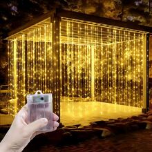 8 Modes Battery Operated Window Curtain Lights, 4 Color Changing Fairy String Lights For Garden, Fairy Wreath, Landscape Lighting, Camping Decor, Patio, Outdoor, Romantic Room Decor, Wedding Party, Christmas Halloween Decoration - Battery Box Curtain Light - View 25