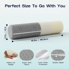 1 pieza Almohada cilíndrica de espuma de memoria, adecuada para colchón, piernas, espalda y esterilla de yoga, utilizada para soporte de cuello, espalda y piernas - Gris - Ver 2
