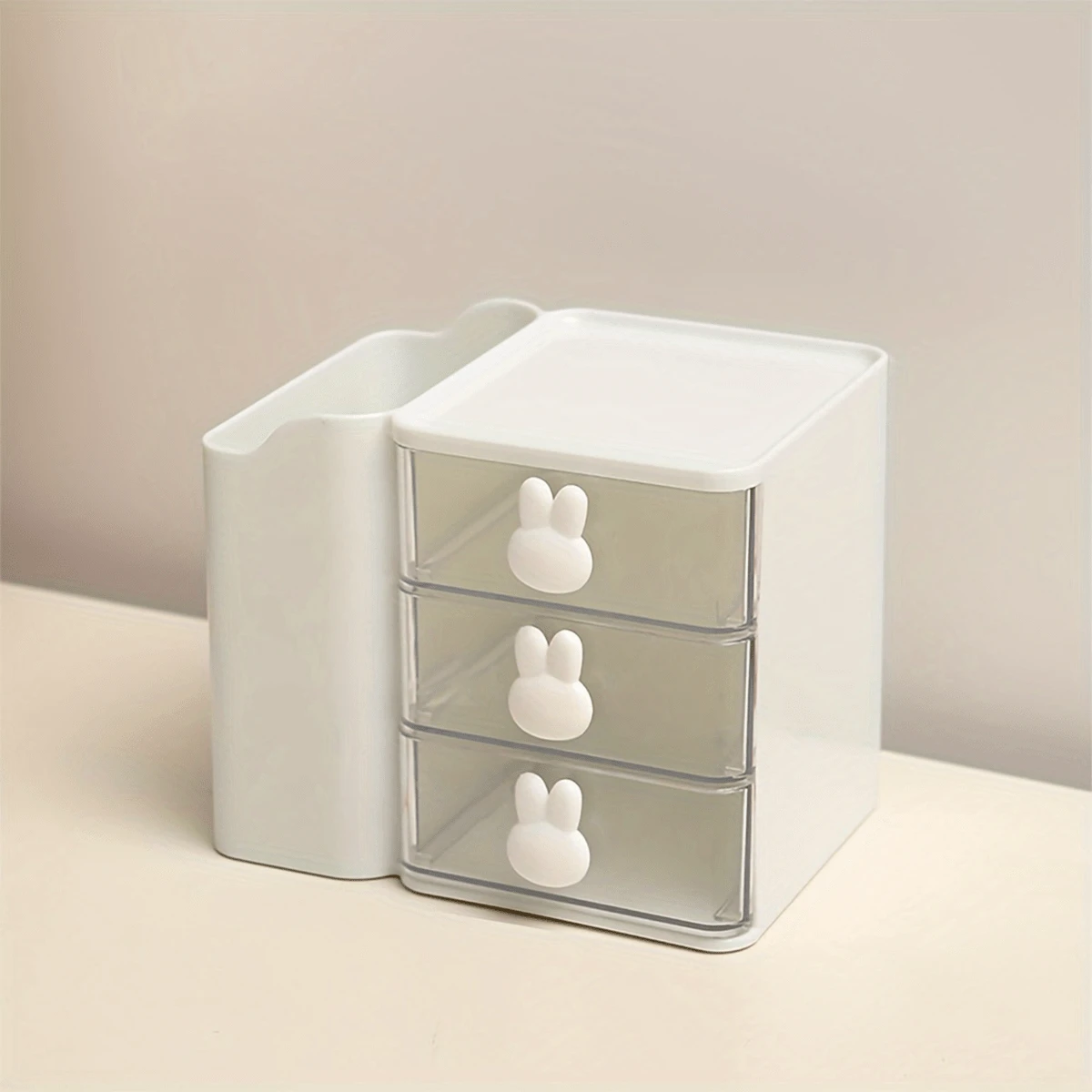 3-Tier Drawer Storage Box, Pen Holder, Multi-Functional Desk Organizer, Cute Rabbit-Shaped Storage Drawer, Desktop Accessory, Cute Rabbit Ear Handle, Cosmetic, Bedroom, Kitchen Utensil And Office Supply Storage Box - Multicolor - View 1