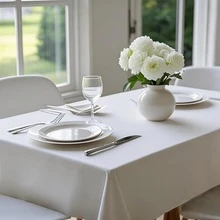 Elegant Solid White Table Cover | Perfect For Weddings, Restaurants & Holiday Events, Easy Care & Stain Resistant - White - View 7