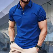Men's Polo Shirt, Cotton T-Shirt, Casual Office Clothes, Factory Outlet - 藍色 - 查看 6