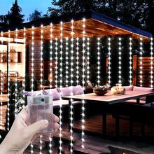8 Modes Battery Operated Window Curtain Lights, 4 Color Changing Fairy String Lights For Garden, Fairy Wreath, Landscape Lighting, Camping Decor, Patio, Outdoor, Romantic Room Decor, Wedding Party, Christmas Halloween Decoration - Battery Box Curtain Light - View 10