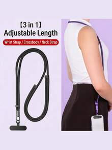 1pc Premium 360° Rotating Anti-Twist Phone Lanyard, With Metal Clasp, Anti-Lost Adjustable Wrist Strap, Durable Polyester Cord, Multifunctional Smartphone Hanging Strap, Solid Color Unisex Camera/Key Chain Pendant, With Spacer - Multicolor - View 6