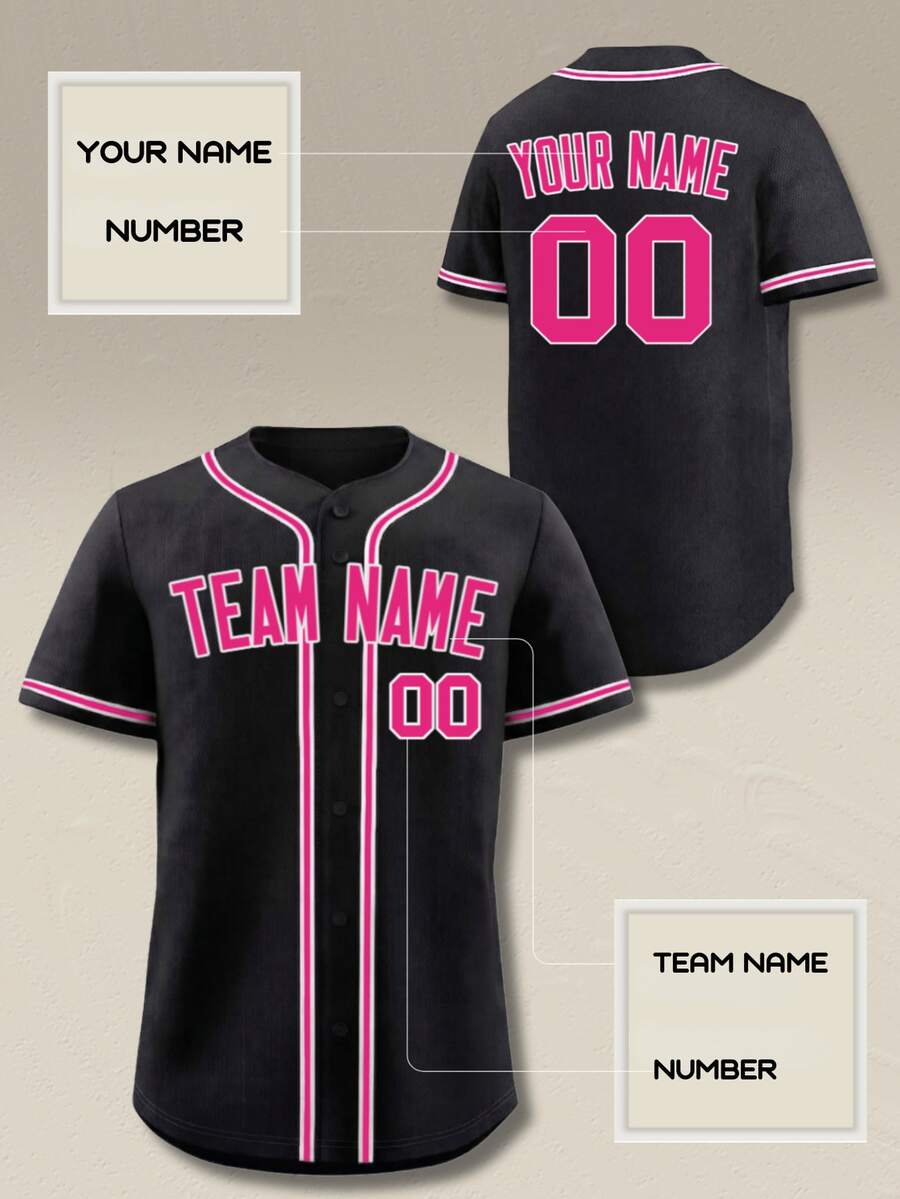 Customized Baseball Jersey For Men And Teens, Personalized Team Name And Number, Retro Sports Apparel For Fans And Team Uniforms