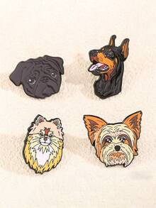 1pc Cute Cartoon Pet Dog Brooch, Creative Badge, Pug, Doberman, Pomeranian, Yorkshire Terrier, Bag Clothes Decor, Personalized Design, Versatile Lapel Pin Accessory Gifts For Mother, Father, Graduation, And Teacher - Multicolor - View 2