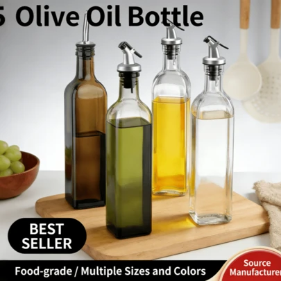 500ml Large Capacity Square Glass Oil Bottle, Kitchen Olive Oil, Soy Sauce, Vinegar Dispenser Bottle, Portable Travel Size, Efficient Cooking And Storage Tool For Modern Kitchen