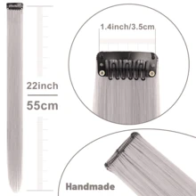 10pcs/Set 22-Inch Grey Clip-In Hair Extensions, Fashionable Colorful Hair Clips Suitable For Parties, Cosplay, And Women With Long Straight Hair - Grey - View 2