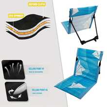 New Summer Folding Chair 2026, Striped Design, Suitable For Gardens, Parks, Picnics, Beaches And Other Camping And Folding Opportunities. - Màu xanh lam - Xem 5
