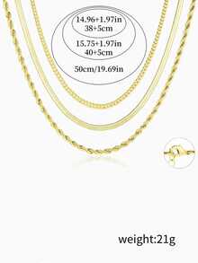1pc Stainless Steel Chain Necklace, Fashion Minimalist Cuban Link, Blade Link, Twist Chain, Luxury Niche Versatile Necklace Accessory Suitable For Girls And Women - Gold - View 6