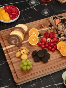 1pc Rosewood Cutting Board, Concave Back, Solid Wood Material, Suitable For Cutting Steak, Fruits, Vegetables, Bread, Snacks In The Kitchen. Multifunctional Chopping Board For Home And Professional Use, Great For Mother's Day, Back To School Season - Brown - View 9