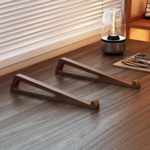 1Pc Portable Foldable Wooden Laptop Stand - Ergonomic Angle Adjustment (12°), With Ventilation Design, Triangular Wooden Tray Suitable For Tablets And Mini Laptops, Compact Design, Natural Wood Grain Finish - View 7