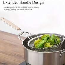Écumoire premium en acier inoxydable avec manche en bois - Cuillère de cuisson à maille fine, convient pour la préparation des aliments et l'égouttage de l'huile - Choix idéal pour les pâtes et les nouilles, parfait pour les cuisines domestiques et les restaurants - Multicolore - Voir 6
