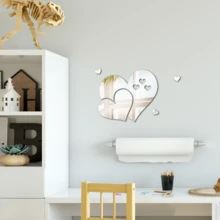OUTANA 1 Set Acrylic Heart-Shaped Self-Adhesive Mirror Wall Stickers, Removable, Suitable For Bedroom, Living Room, Study, Dining Room, Wedding Decoration, Available In Gold, Silver, Black, Red - 5AX - View 8