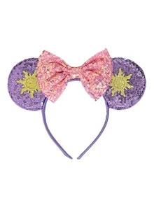 Fascia per capelli con fiocco glitterato e orecchie a forma di cartone animato carino, fascia per capelli decorata con paillettes lucenti per un look alla moda quotidiano, accessorio per capelli versatile adatto per uscite al parco a tema, feste in costume, spettacoli di cosplay, balli in maschera, eventi di compleanno e serate, copricapo elastico confortevole con materiale leggero per l'uso tutto il giorno - Stili casuali - Visualizzare 8