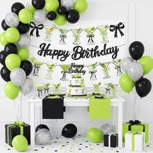 6款夏季水果主題生日裝飾－亮片生日快樂旗幟－適用於夏季水果主題生日派對用品，包含檸檬、草莓、櫻桃、馬丁尼主題，適合派對、生日／夏季主題／戶外野餐 - A - 查看 10