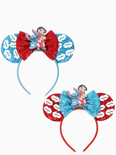 1 chiếc băng đô cài tóc nữ lấp lánh đính sequin hình nơ, có tai hoạt hình và trang trí lá lông vũ, băng đô/băng buộc tóc thời trang lấp lánh, lấy cảm hứng từ phong cách anime, phù hợp cho các bữa tiệc học sinh, lễ hội hóa trang, cosplay, công viên giải trí và các ngày lễ, món quà hoàn hảo cho sinh nhật, Giáng sinh.