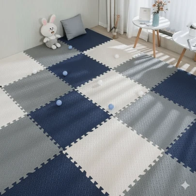 5pcs Fitness Interlocking Floor Mats, 5-Piece Snap Together Foam Tiles - Anti-Slip Thick Foam Flooring, Recommended For Assembly, Fitness Mat, Anti-Slip Fitness Yoga Mat Set, Suitable For Home Gym, Garage, Studio, Pet Area And Sports Surfaces