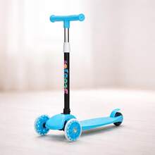 Scooter Infantil Ajustable con Luces LED Diseño Divertido para Niños Disponible en Rosa Azul y Negro - Azul - Ver 1