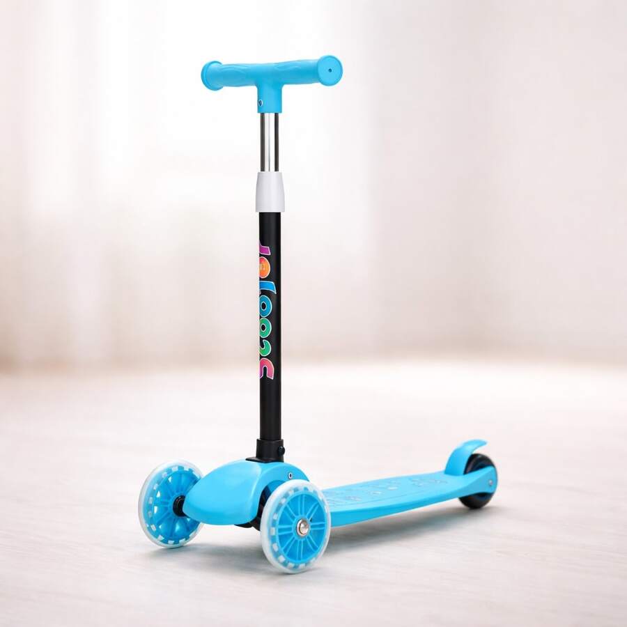 Scooter Infantil Ajustable con Luces LED Diseño Divertido para Niños Disponible en Rosa Azul y Negro - Azul - Ver 1