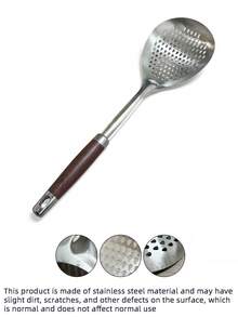 1 pieza Cuchara ranurada de acero inoxidable - Resistente al calor (350°C), filtro perforado a prueba de fugas, mango ergonómico y filtro de malla fina, apto para freír, olla caliente, cocinar, servir, hornear - Utensilio de cocina para restaurante y hogar, superficie lisa, duradero, accesorio de cocina, muy conveniente, gran regalo para mujeres y familias - Plateado - Ver 10