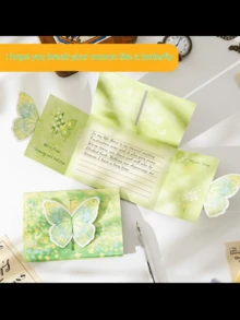 1/4/5/8/10入 3D蝴蝶紙卡，精緻手工製作，適用於生日邀請函、生日派對、節日慶祝、婚禮、派對裝飾、派對用品、生日禮物、學校活動、賀卡與明信片－超美手工紙花，適合情人節/週年紀念/聖誕禮物－傳達朋友間的愛－節日祝福與禮物。萬聖節 - 查看 4