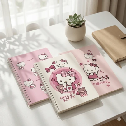 SANRIO 1本Hello Kitty螺旋笔记本，便携简约设计，多种颜色可选 - 非常适合日常办公使用
