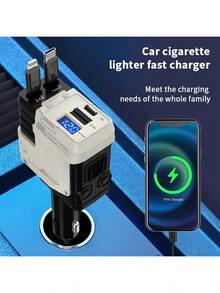4-In-1 Retractable Car Charger, USB-C Fast Charging Adapter With Lightning Cable And Dual Charging Ports, Compatible With IPhone 15/14/13/12 Pro Max Plus/ And Galaxy S23/S22/S10 Smartphones And Other Electronics - Multicolor - View 13