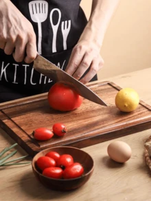 1pc Rosewood Cutting Board, Concave Back, Solid Wood Material, Suitable For Cutting Steak, Fruits, Vegetables, Bread, Snacks In The Kitchen. Multifunctional Chopping Board For Home And Professional Use, Great For Mother's Day, Back To School Season - Brown - View 6
